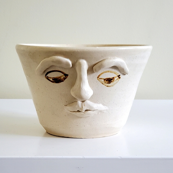 Two Faced Studio Art Bowl, Signed - Picture 11 of 16